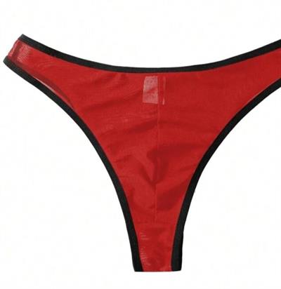 Erkek Biyeli Kırmızı Transparan Brazillian Slip