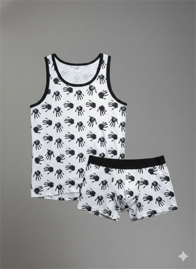 Erkek Desenli Tank Top Boxer Takım