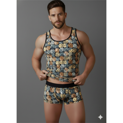 Erkek Desenli Tank Top Boxer Takımı