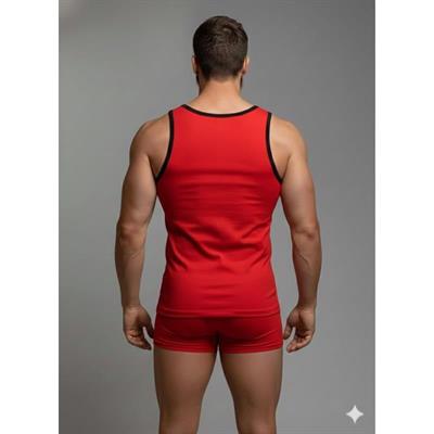 Erkek Kırmızı Tank Top Boxer Takımı