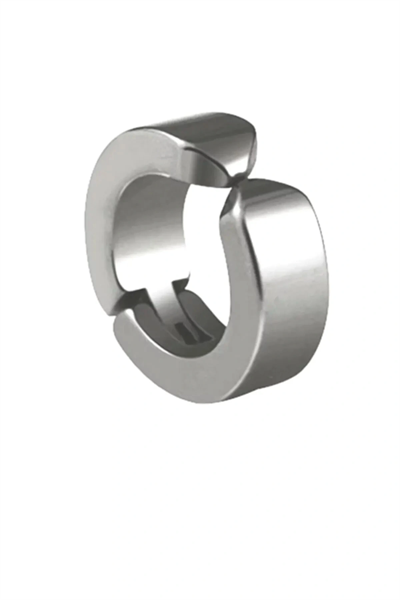 Erkek Küpesi - 1 Adet Çelik Kıstırmalı Küpe Paslanmaz Atmaz Çelik Gümüş Renk Küpe