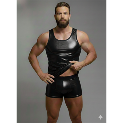 Erkek Lame Tank Top Boxer Takımı