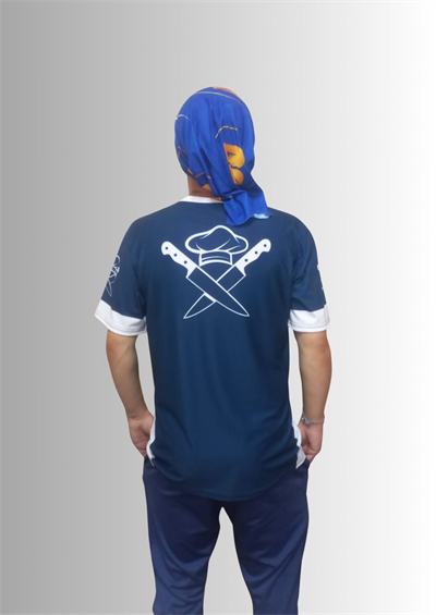Erkek T-shirt Chef Baskılı Lacivert (kesik Elyaf Kumaş)