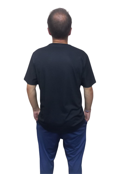 Erkek T-shirt Papyon Baskılı Siyah (kesik Elyaf Kumaş)