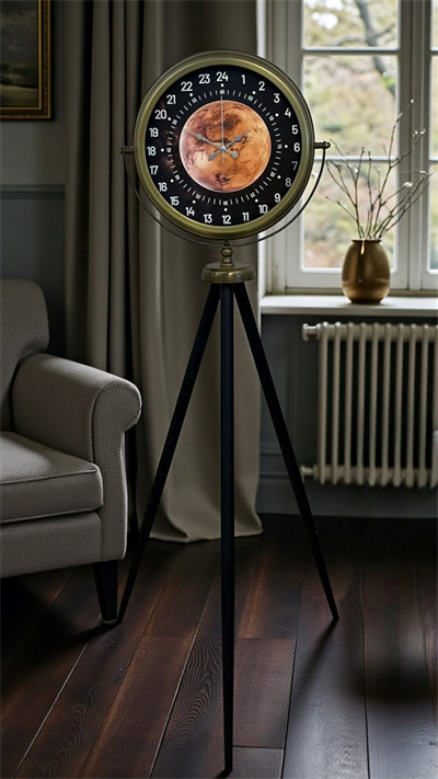 Eskitme 24 Saat Göstergeli Özel Tasarım Tripod Ayaklı Saat