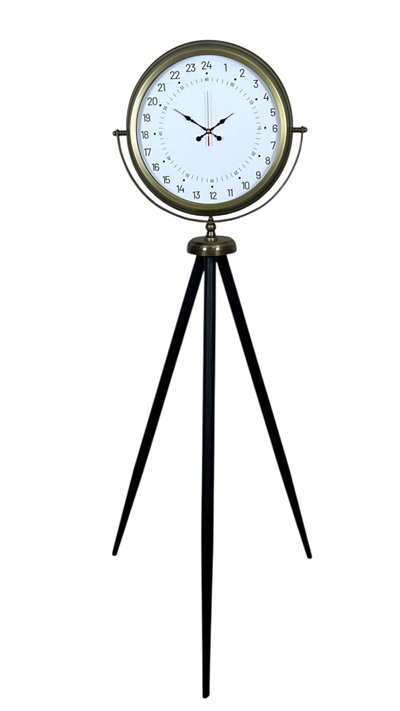 Eskitme 24 Saat Göstergeli Özel Tasarım Tripod Ayaklı Saat