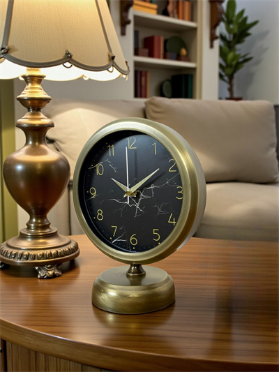 Eskitme Mermer Desenli 25 x 20 Cm Metal Masa Saati