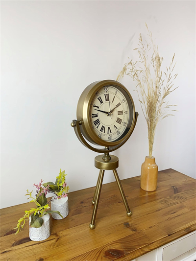 Eskitme Metal Mini Tripod Orient Masa Saati 45×26 cm