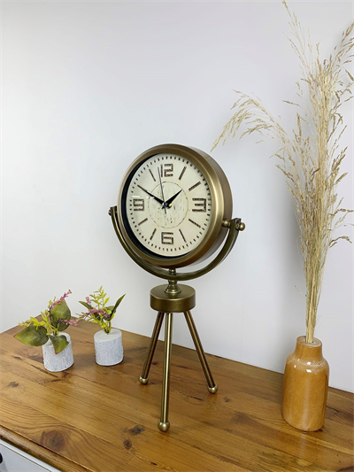 Eskitme Metal Mini Tripod Vintage Masa Saati 45×26 cm