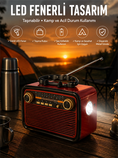 Eskitme Nostalji Tasarımlı Bluetoothlu Nostalji Radyo Ahşap Nostaljik Görünümlü