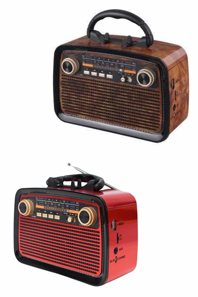 Eskitme Nostalji Tasarımlı Bluetoothlu Nostalji Radyo Ahşap Nostaljik Görünümlü