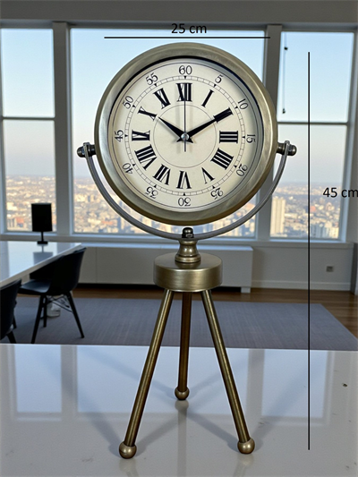 Eskitme Prestij Üç Ayaklı Masa Saati