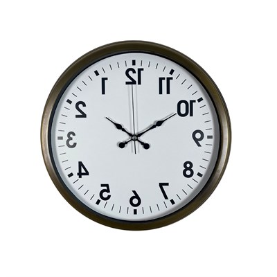 Eskitme Ters Zaman 40 x 40 Cm Metal Duvar Saati