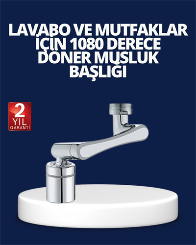 Esnek 1080° Musluk Başlığı 3 Eklemli Hareketli Su Modlu Lavabo Aparatı
