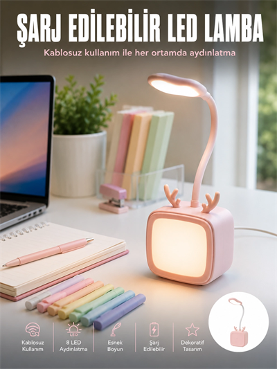 Esnek Gövdeli LED Masa Lambası Taşınabilir Gece Aydınlatması