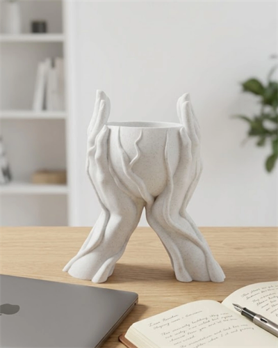 Estetik El Figürlü Dekoratif 3D Baskı Vazo Saksı Ev Dekorasyonu
