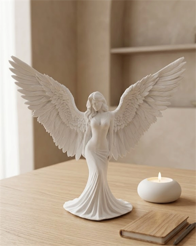 Estetik Melek Kadın Figürlü 3D Dekoratif Biblo Modern Salon Dekoru