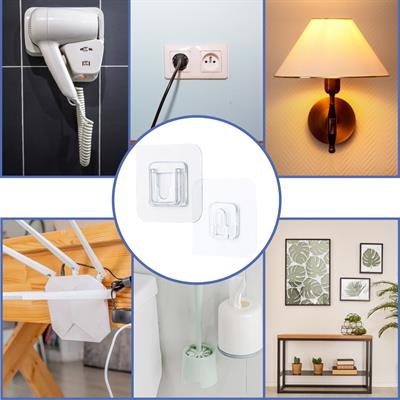 Eşya Sabitleme Askısı 10 Çift Şeffaf Çift Taraflı Yapışkanlı Geçmeli Klips (3936)