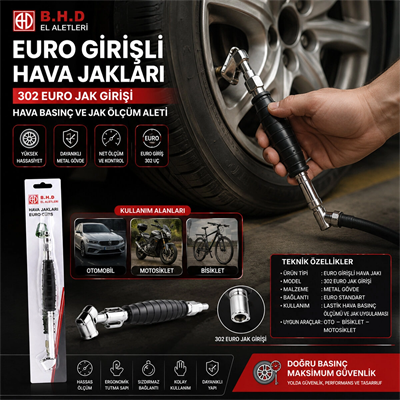 Euro Jack Lastik Hava Basınç Ölçüm Aleti Oto - Bisiklet - Motorsiklet - Bot Bx40