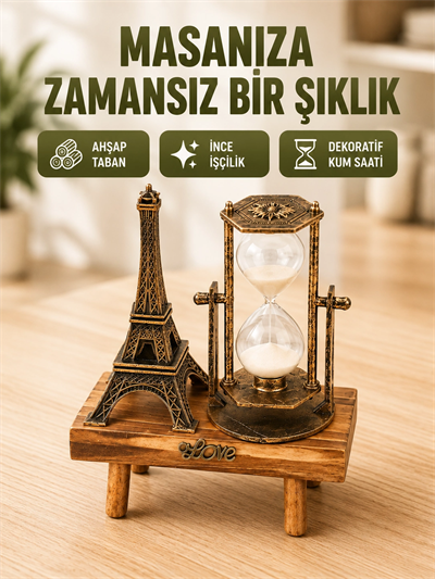 Ev, Ofis ve Kafeler İçin Retro Ahşap Kum Saati Dekorasyonu
