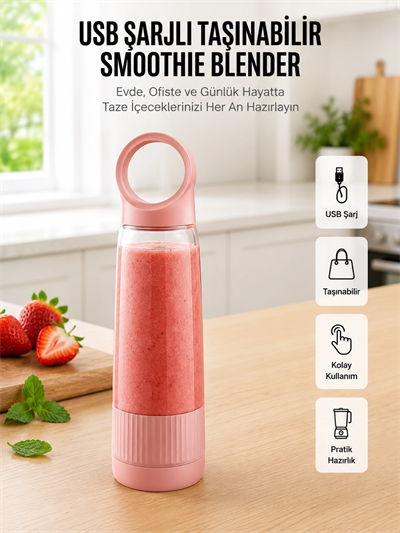 Ev Ofis ve Seyahat İçin Taşınabilir Smoothie Blender
