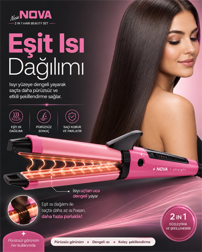 Ev Tipi Kullanıma Uygun 2 Fonksiyonlu Saç Düzleştirici ve Bukle Yapıcı Maşa