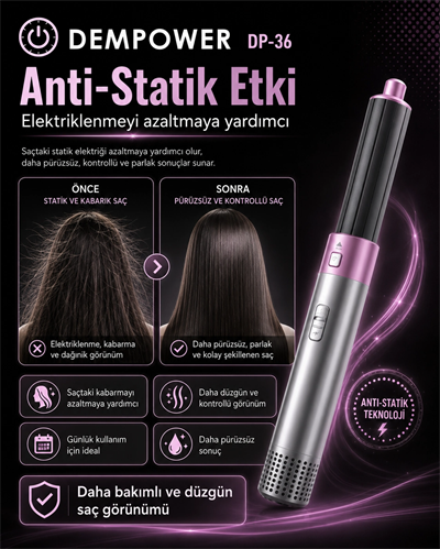 Ev Tipi Kullanıma Uygun 5 Aparatlı Saç Şekillendirici Fön Fırçası ve Dalga Seti