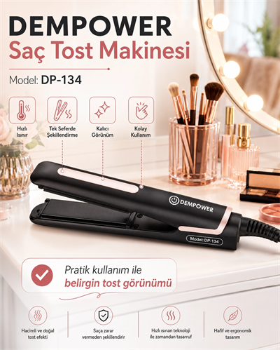 Ev Tipi Kullanıma Uygun Saç Tost Makinesi Dalgalı ve Kabartmalı Saç Şekillendirici