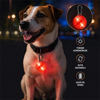 Evcil Hayvan Işıklı LED Tasma Aparatı - Suya Dayanıklı - Uzun Pil Ömrü