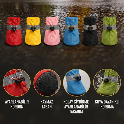 Evcil Hayvan Pati Botu - Kordonlu Tasarım - Kaymaz Taban