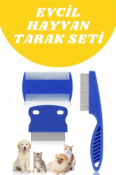 Evcil Hayvan Tarak Seti 4lü Bit Tarağı Ked Köpek Tüyüne Uygun