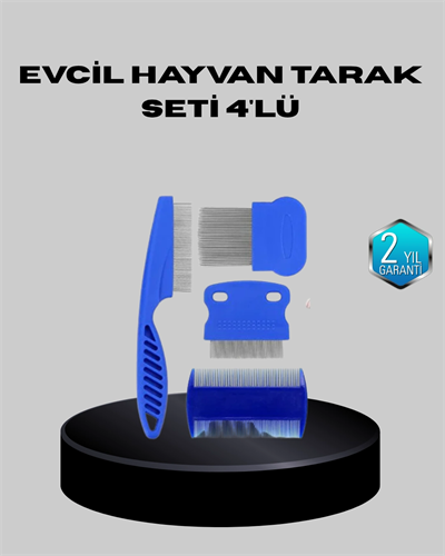 Evcil Hayvan Tüy Bakım Seti – 4’lü Paslanmaz Çelik ve Eco Plastik, Kolay Temizlenebilir ve Dayanıklı
