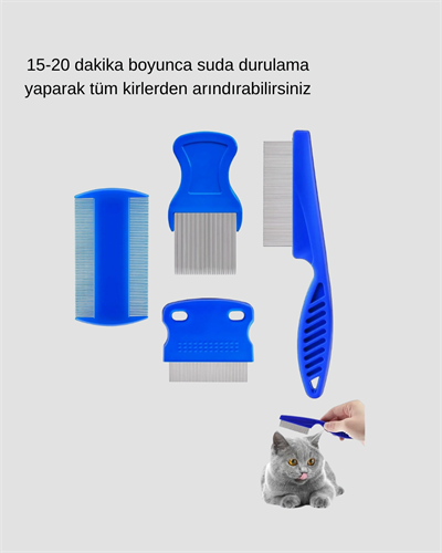 Evcil Hayvan Tüy Bakım Seti – 4’lü Paslanmaz Çelik ve Eco Plastik, Kolay Temizlenebilir ve Dayanıklı
