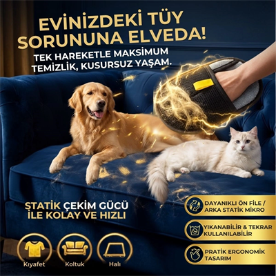 Evcil Hayvan Tüy Temizleme Eldiveni, Statik Mikro Tüy Toplayıcı Kedi Köpek Tüyü İçin Koltuk, Halı Ve Kıyafet Temizleme Eldiveni Bx40