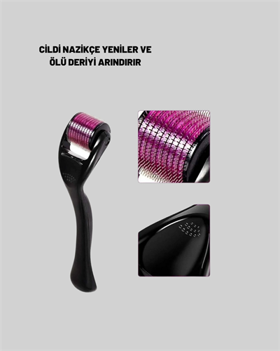 Evde Güvenli Kullanım İçin Titanyum Derma Roller – Siyah Saplı