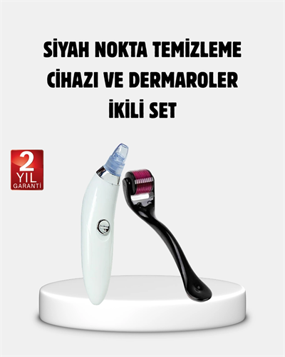 Evde Profesyonel Cilt Bakımı Dermaroller + Siyah Nokta Temizleyici Setı