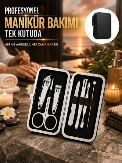 Evde Profesyonel Tırnak Bakımı İçin 7 Parça Premium Bakım Seti