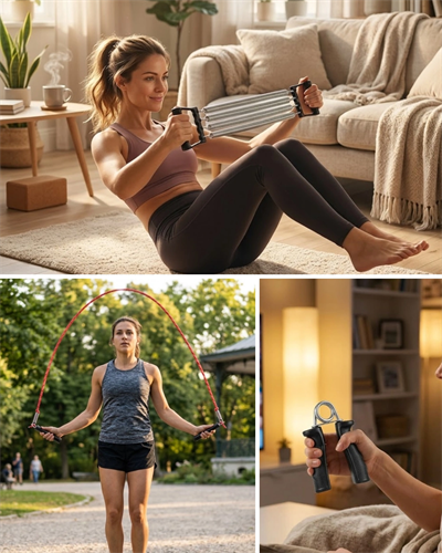 Evde Spor Seti Atlama İpi El Güçlendirici ve Karın Aleti