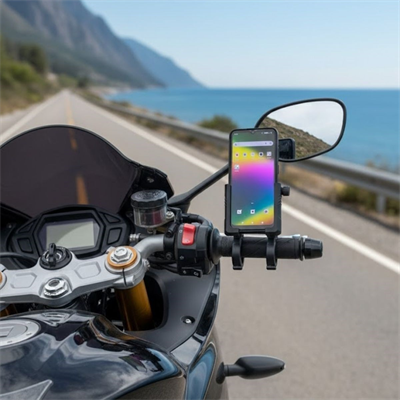Evrensel Motosiklet Telefon Tutucu – Kaymaz, Kilitlenebilir Güvenli Tutuşlu, 360° Ayarlanabilir Gidon Bağlantılı Akıllı Telefon Aparatı