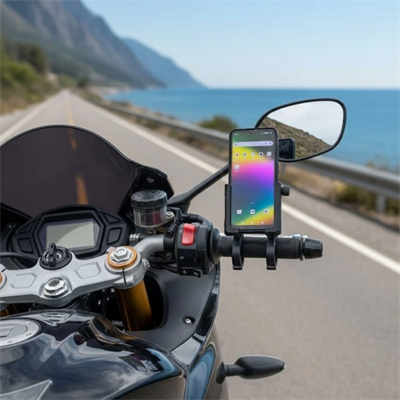 Evrensel Motosiklet Telefon Tutucu – Kaymaz, Kilitlenebilir Güvenli Tutuşlu, 360° Ayarlanabilir Gidon Bağlantılı Akıllı Telefon Aparatı Bx40