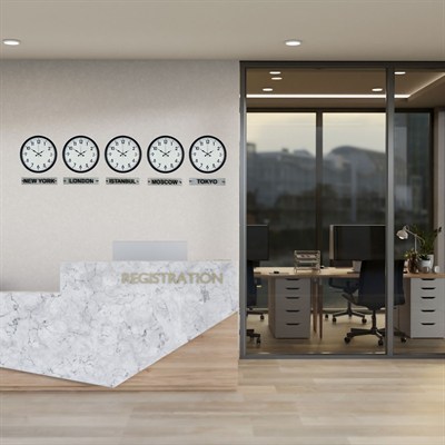 Executive Black 36 Cm 5 li Tabelalı Dünya Saatleri