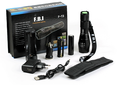 F.b.ı F-t3 Su Geçirmez Alüminyum Oksidiyon Şarjlı El Feneri