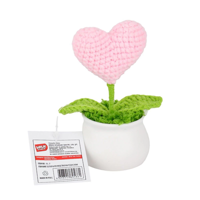 FL-7 12Lİ Kroşe Örgü Saksıda Kalp - 1 Adet Stokta Olan Gönderilir