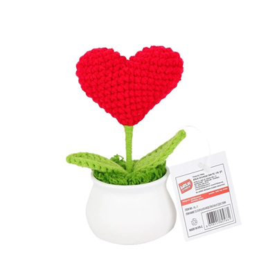FL-7 12Lİ Kroşe Örgü Saksıda Kalp - 1 Adet Stokta Olan Gönderilir