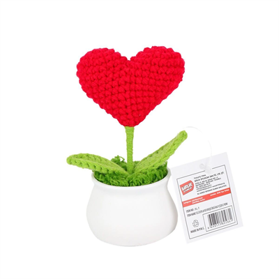 FL-7 12Lİ Kroşe Örgü Saksıda Kalp - 1 Adet Stokta Olan Gönderilir