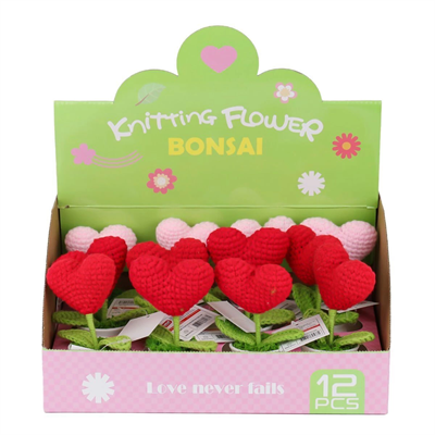 FL-7 12Lİ Kroşe Örgü Saksıda Kalp - 1 Adet Stokta Olan Gönderilir
