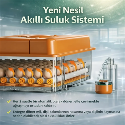 FX100 Tam Otomatik Kuluçka Makinesi – 100 Yumurta Kapasiteli | Yeni Nesil Havalandırma | Otomatik Motorlu Su Alma Sistemi | Dijital Isı ve Nem Kontrolü