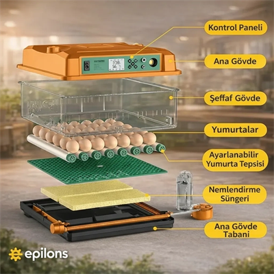 FX100 Tam Otomatik Kuluçka Makinesi – 100 Yumurta Kapasiteli | Yeni Nesil Havalandırma | Otomatik Motorlu Su Alma Sistemi | Dijital Isı ve Nem Kontrolü