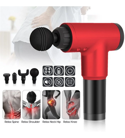 Fascial Gun Rh-320 6 Kademe Hız Ayarlı, 4 Parça Başlıklı, Usb Şarjlı, Masaj Tabanca Aleti Bx40