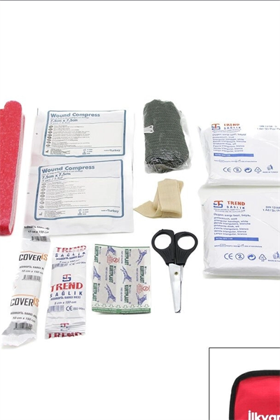Fermuarlı Polyester Çantalı 17 Parça Acil İlk Yardım Seti Araba Ev Ofis BX-313494